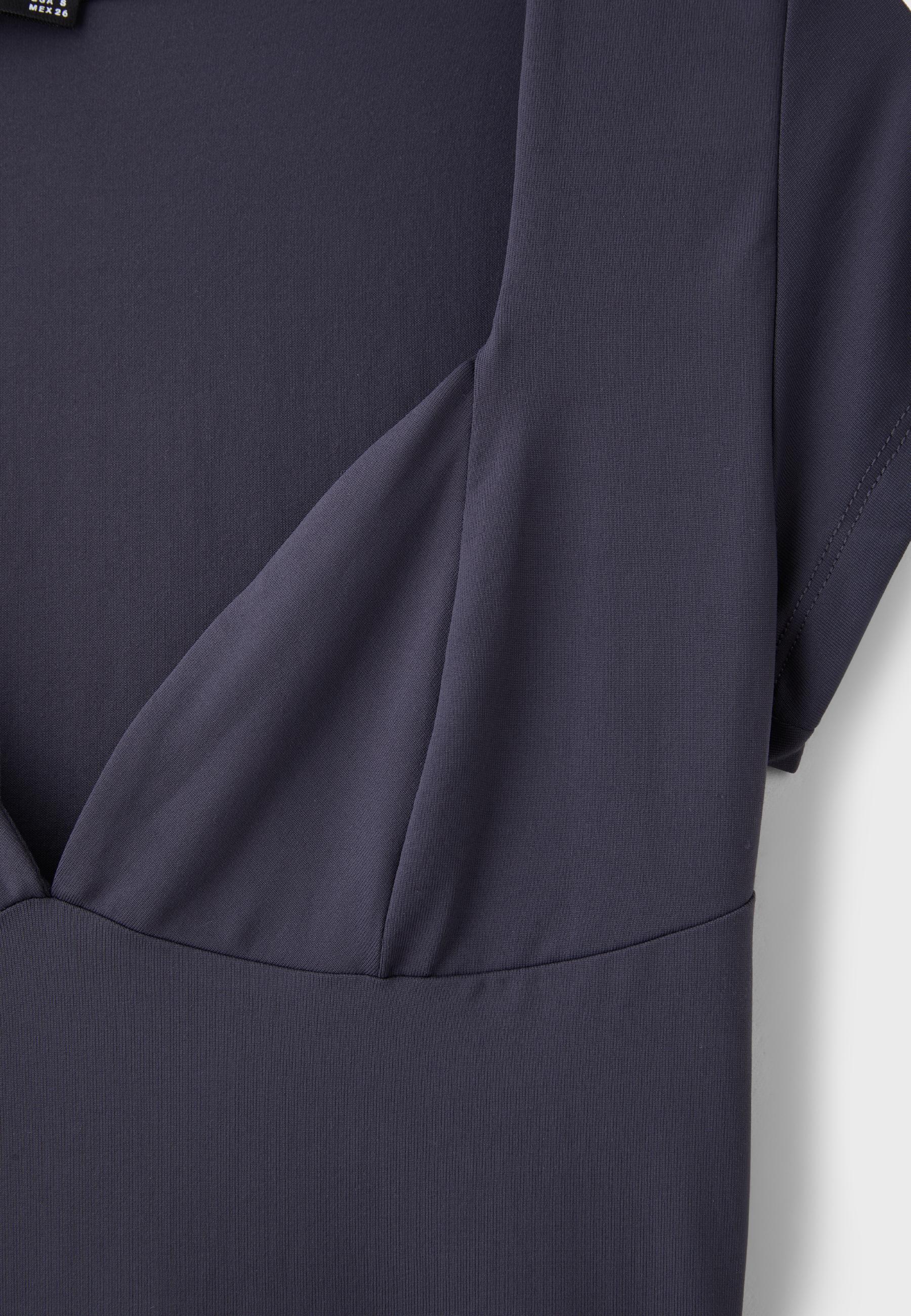 Polyamide V-neck cap sleeve T-shirt — Dark grey