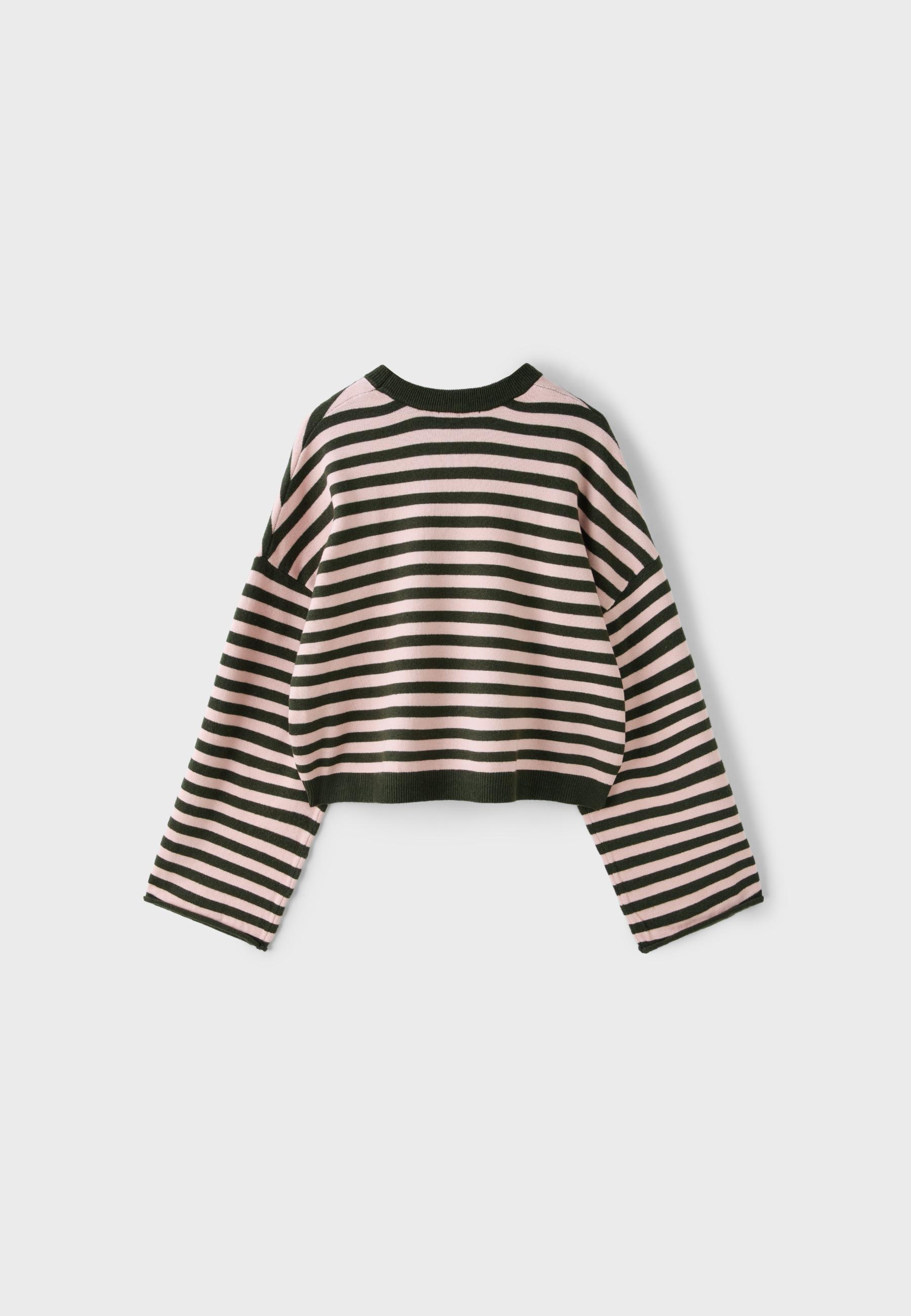 Wide sleeve cropped knit jumper — Khaki