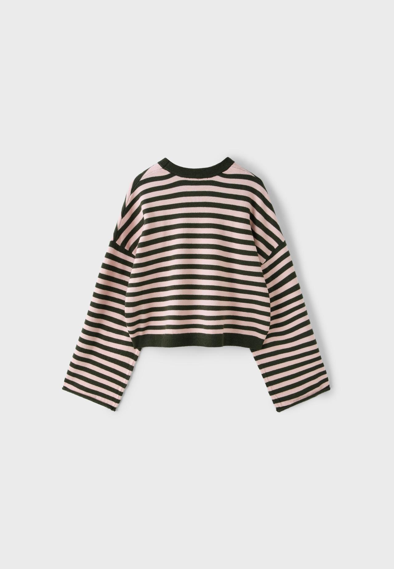 Cropped wide sleeve knit jumper — Khaki