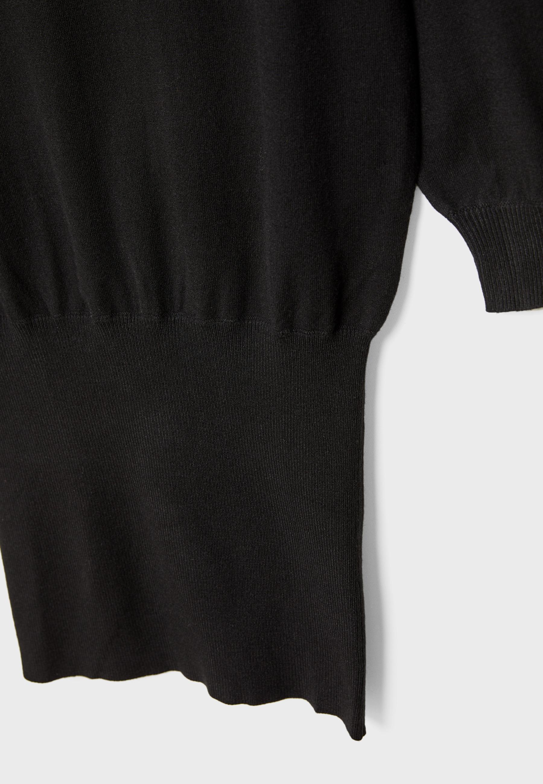 Short boat neck knit dress — Black (alternate view)