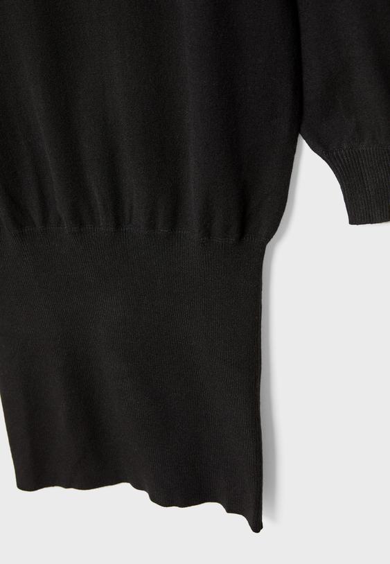 Kısa geniş yaka örgü elbise - Görsel 9