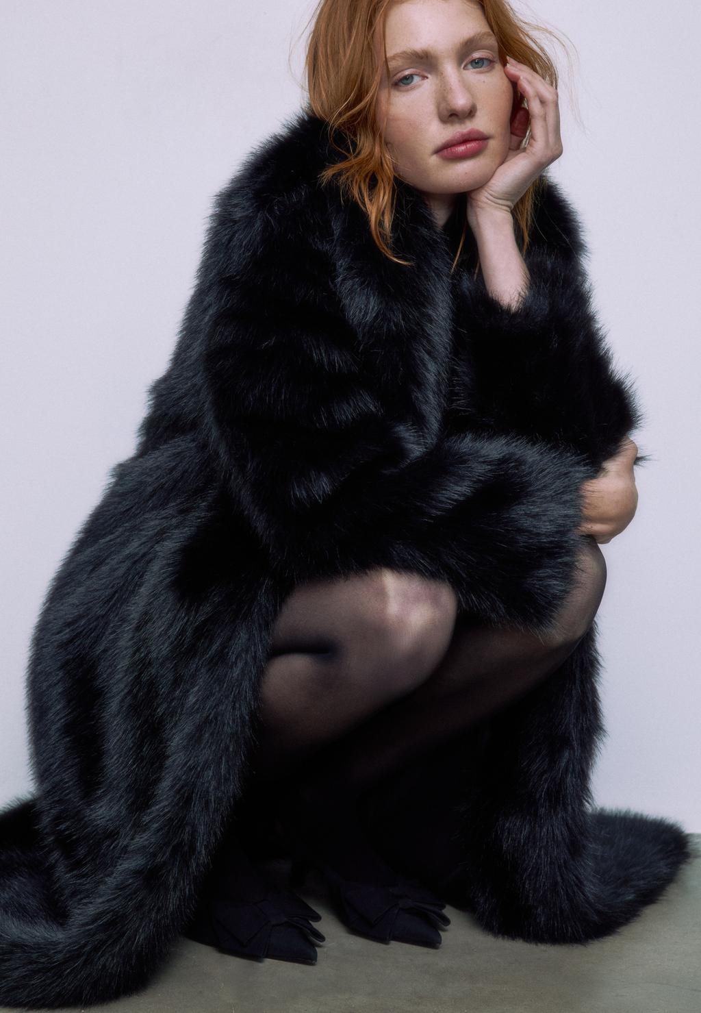 Long faux fur coat