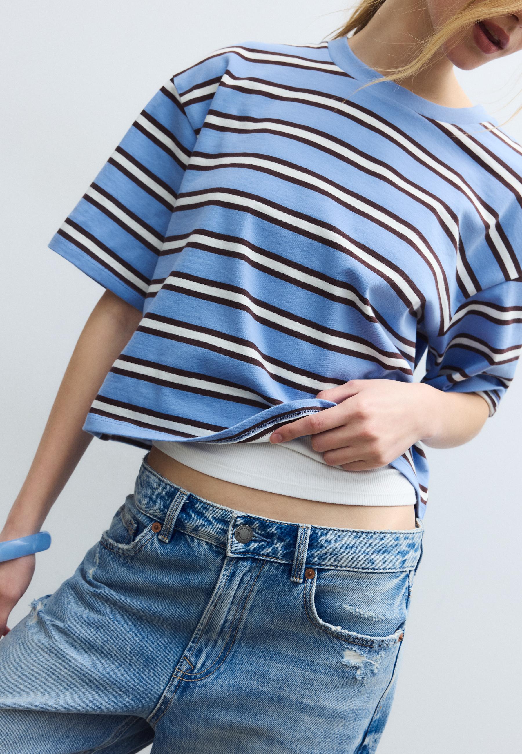 Striped short sleeve T-shirt — Royal blue