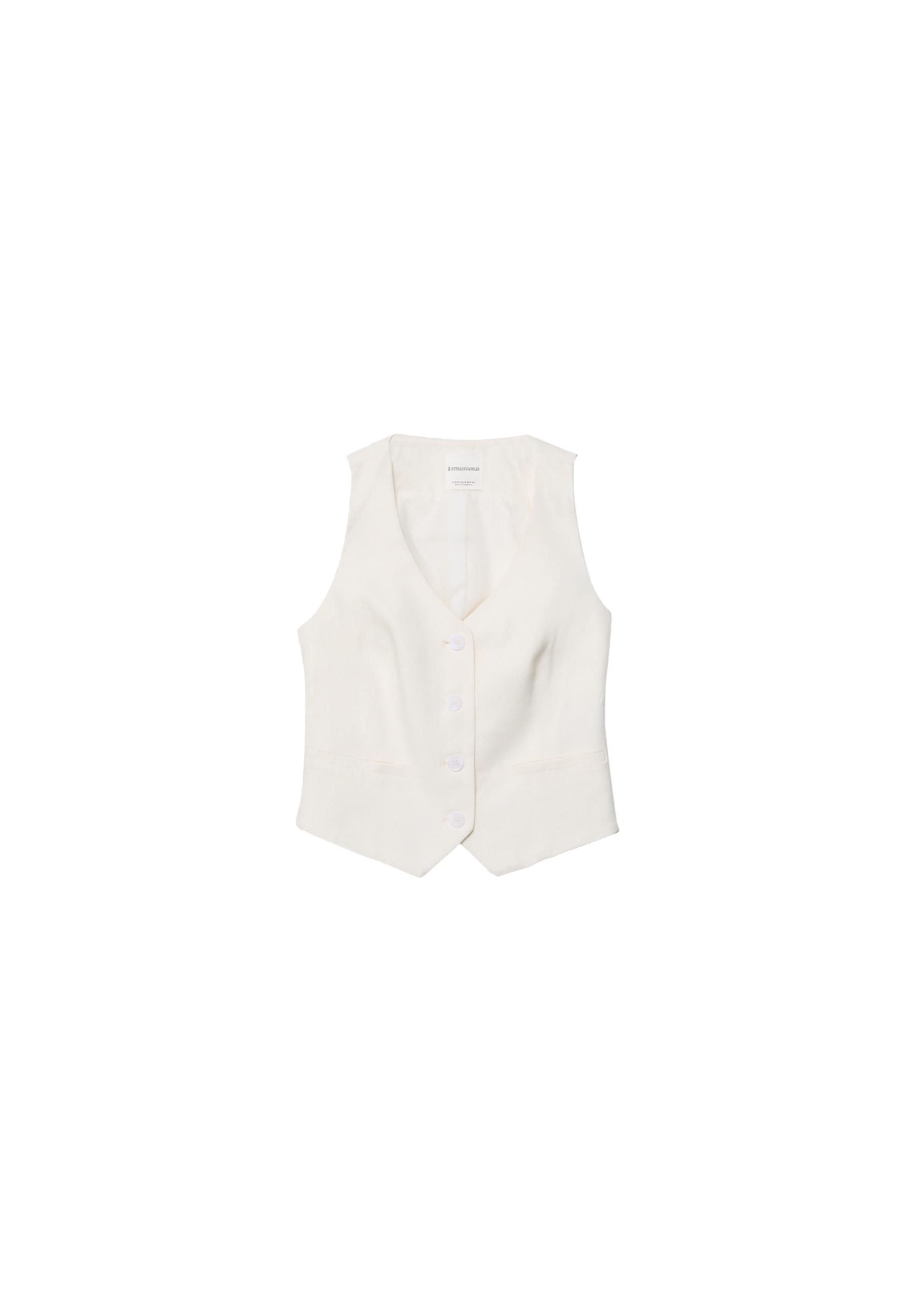 Basic linen blend waistcoat — White