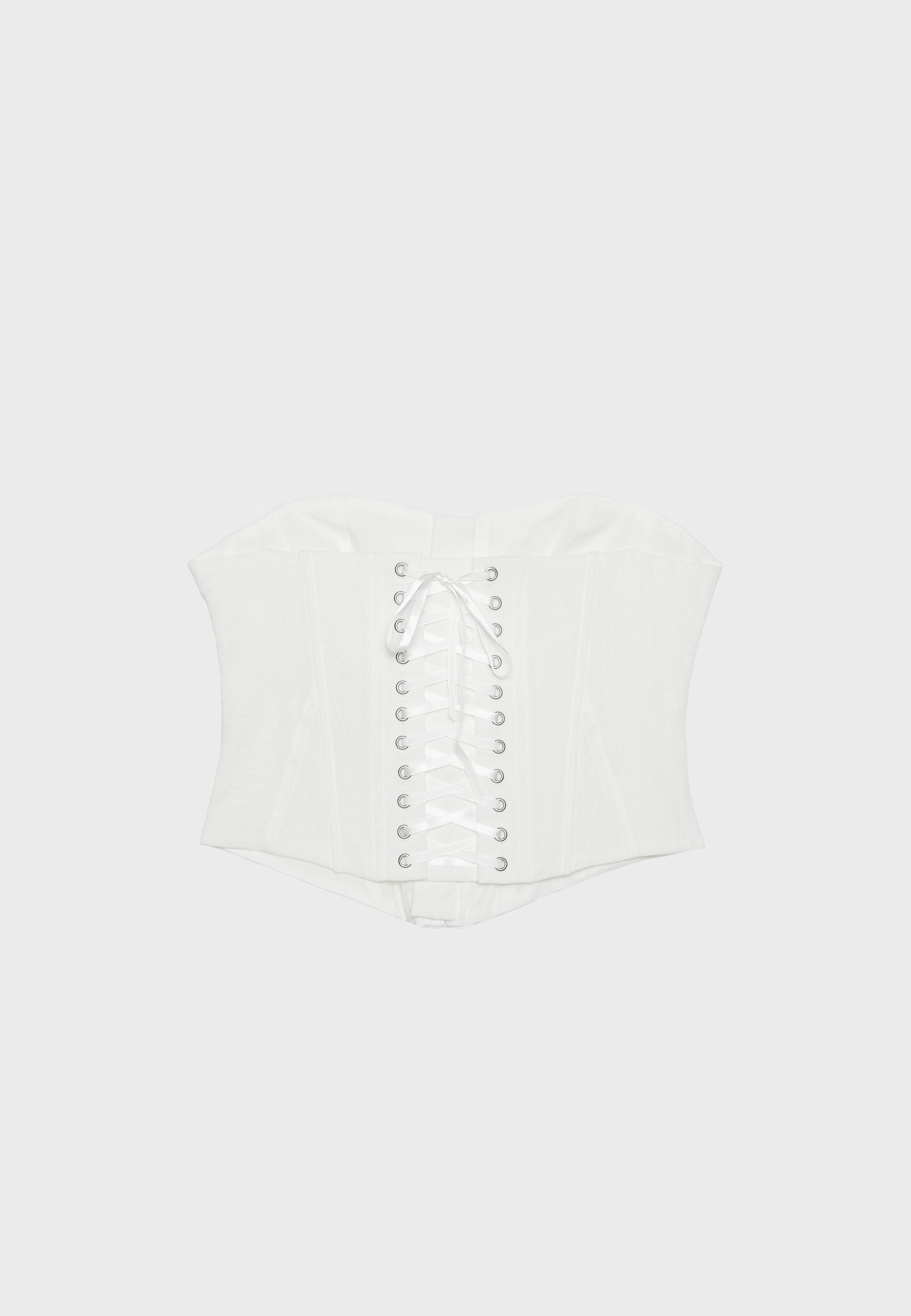 Lace-up corset — White