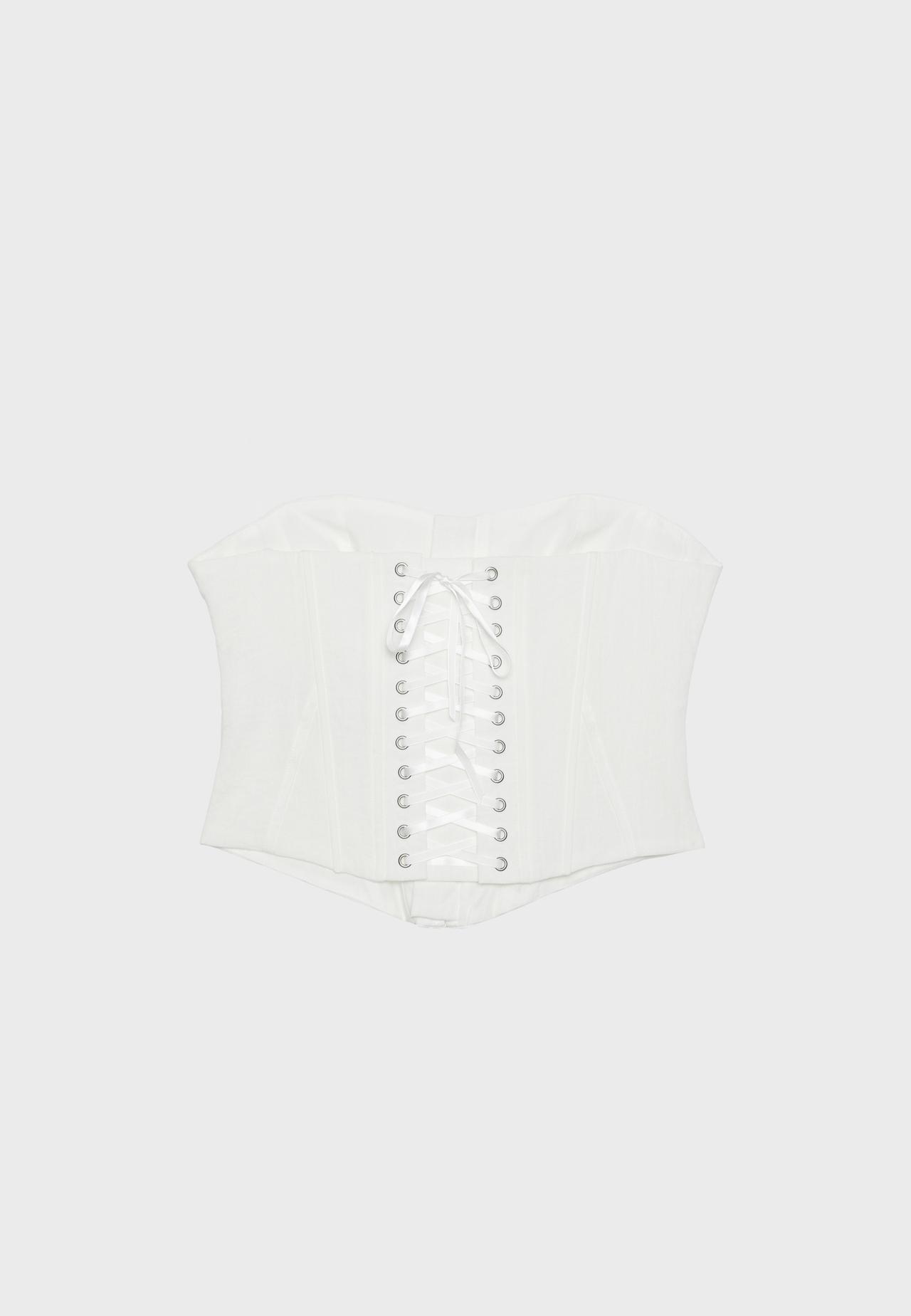 Lace-up corset — White