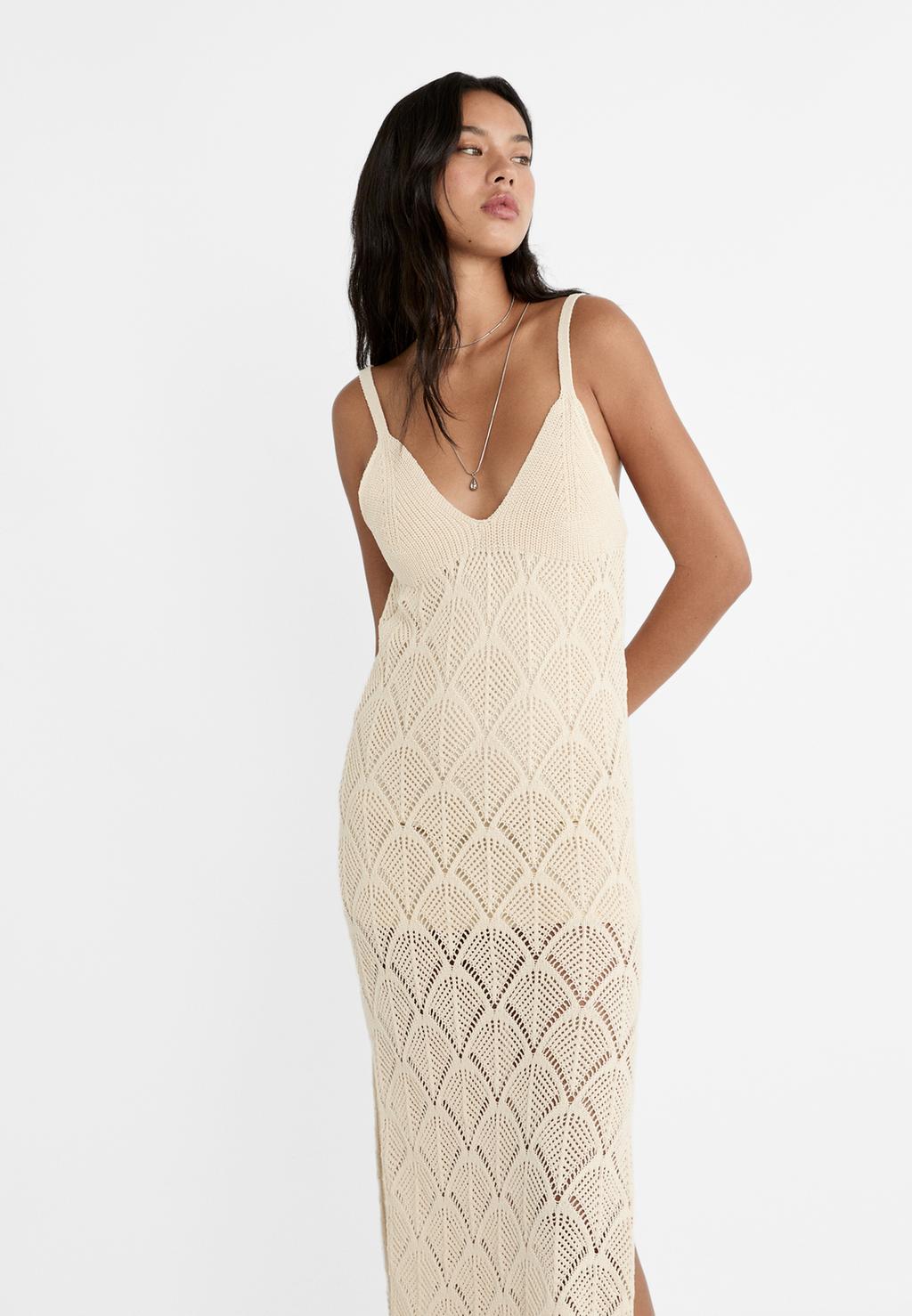Robe longue crochet à bretelles