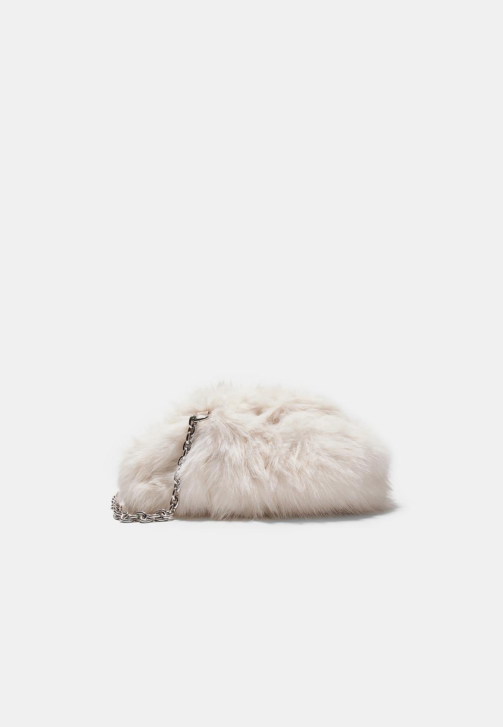 Sac seau fausse fourrure chaîne