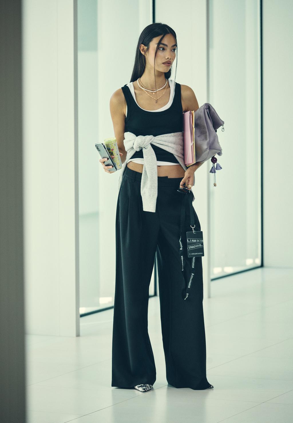 Pantalone casual elegante a vita incrociata a righe