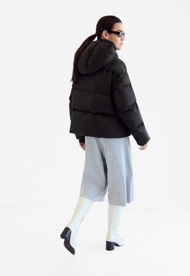 Satin hooded padded puffer jacket — Black 5
