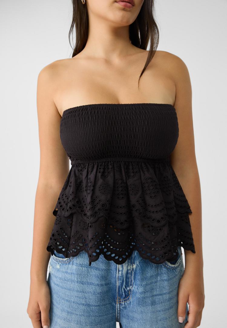 top bandeau bordado