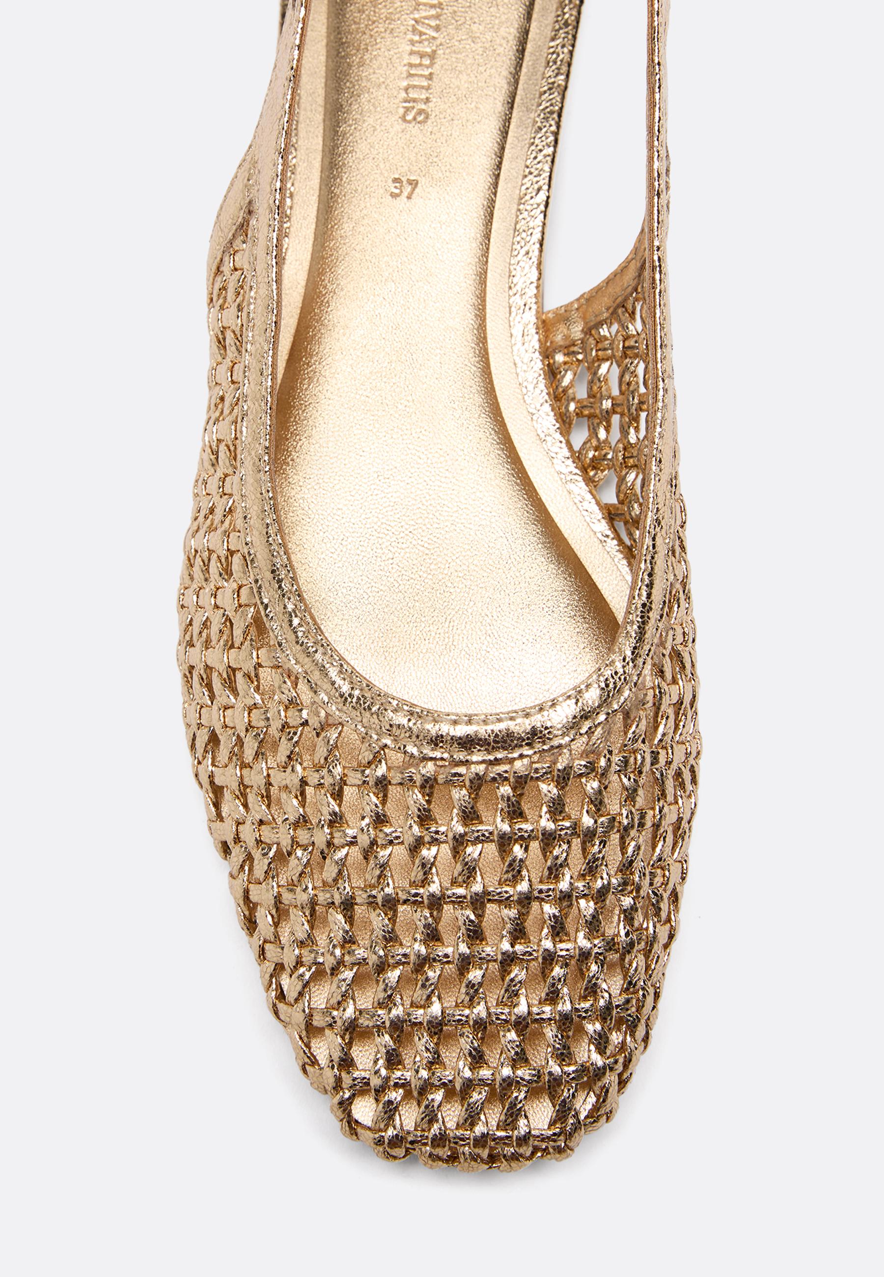 Braided slingback ballerina flats — GOLD