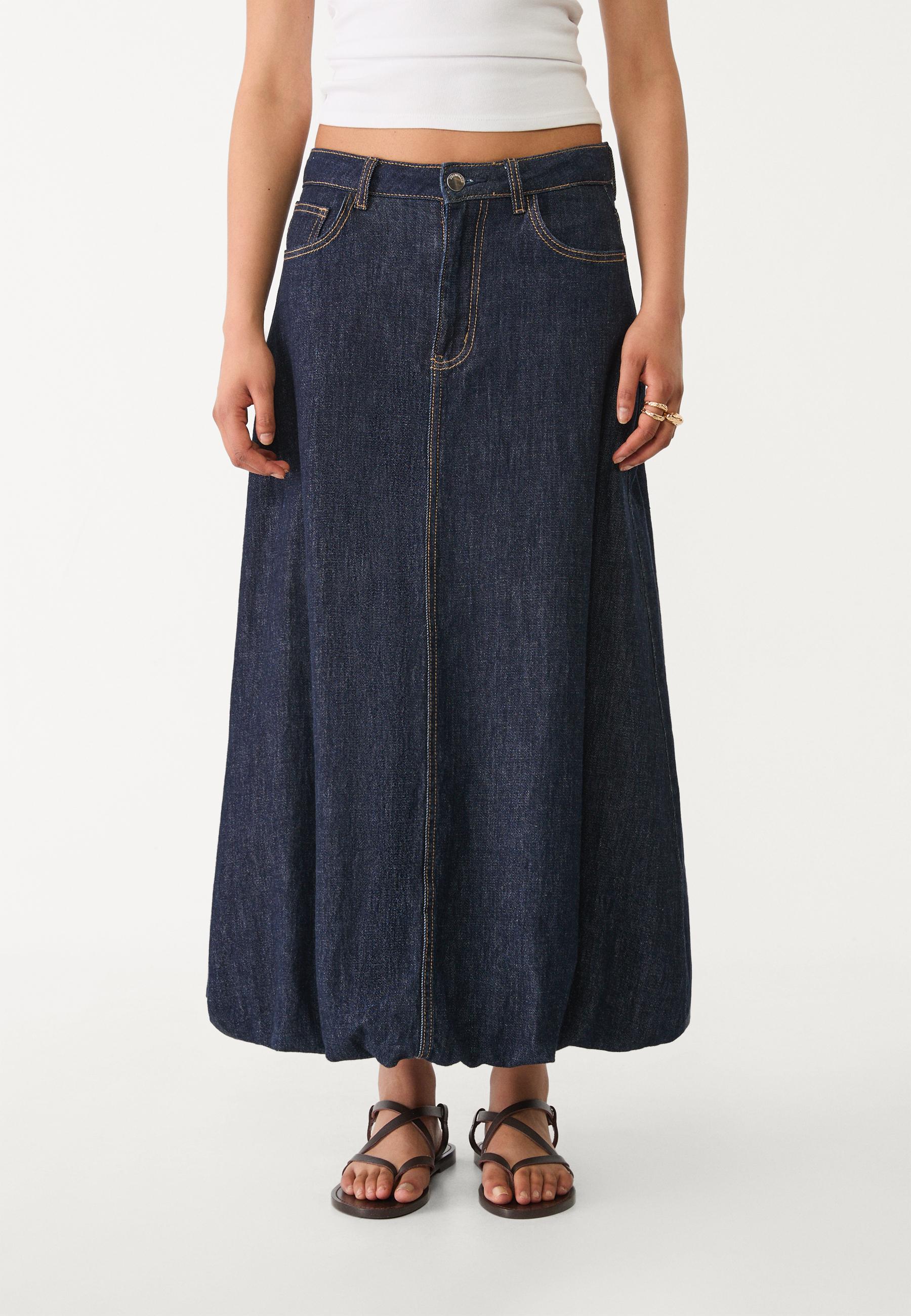 Long denim balloon skirt - Women's fashion | Stradivarius