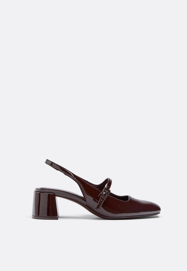 Stradivarius Mary Jane Με Φαρδύ Τακούνι Καφέ 36