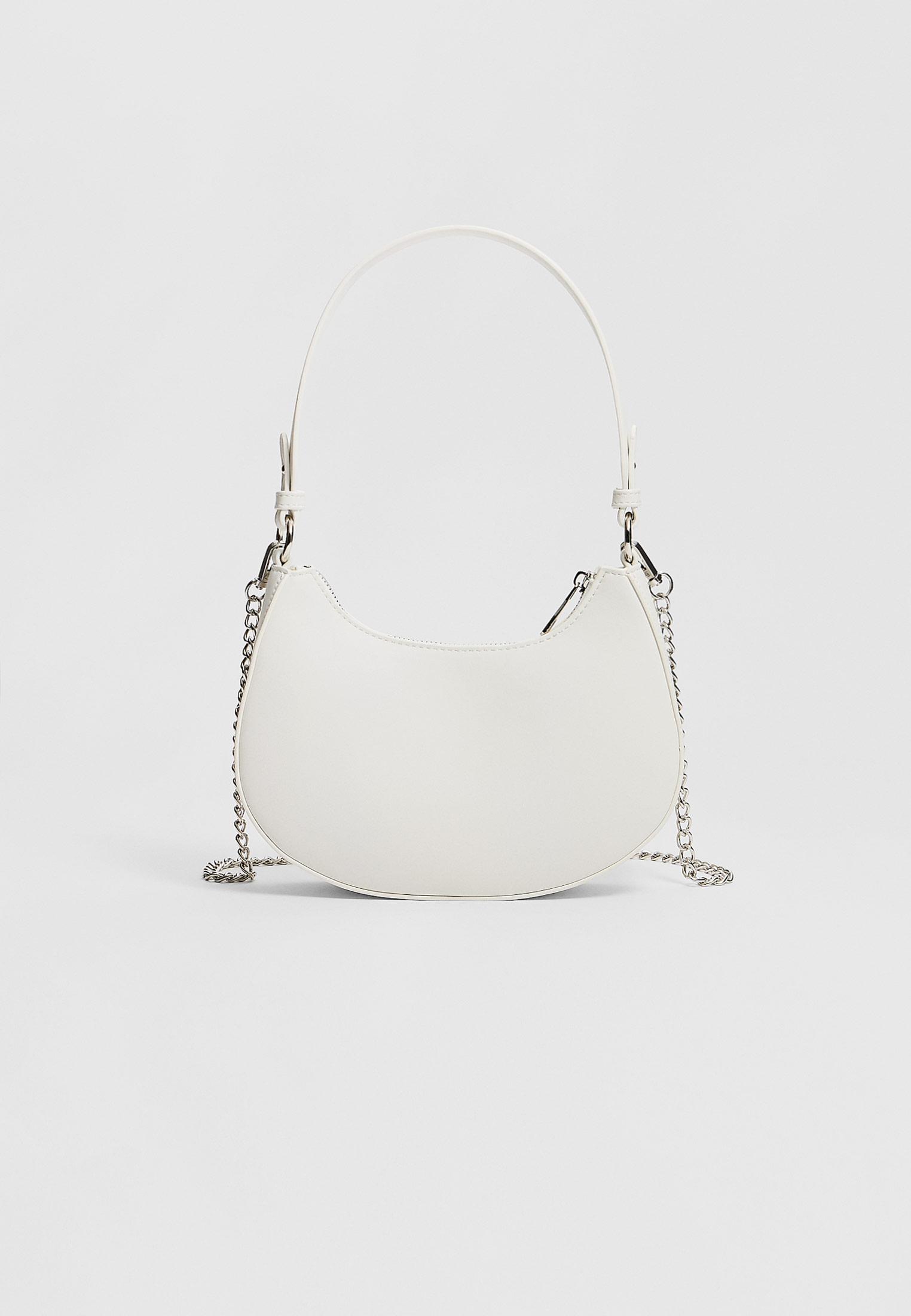 Moon shoulder bag with chain — White