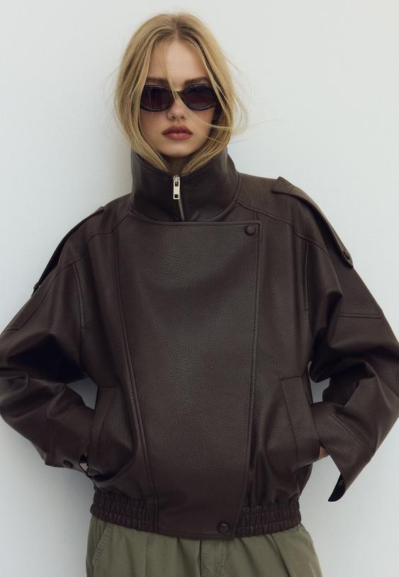 cazadora biker oversize efecto piel