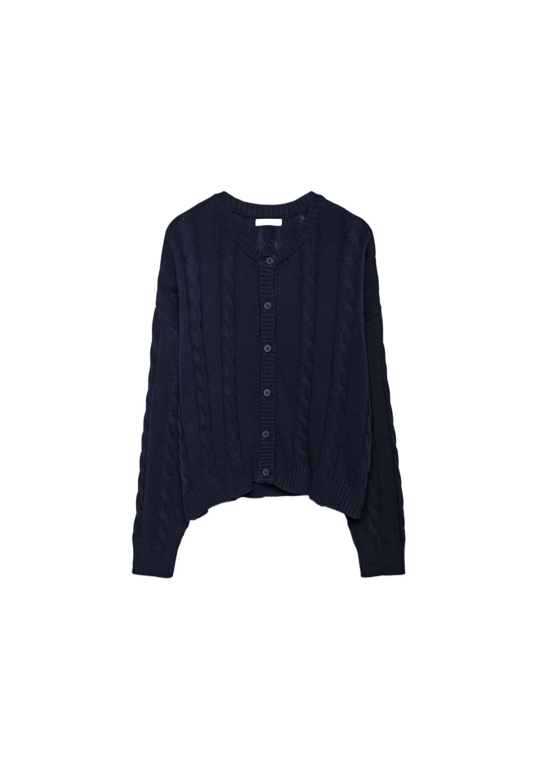 Button-up cable knit cardigan — Navy blue