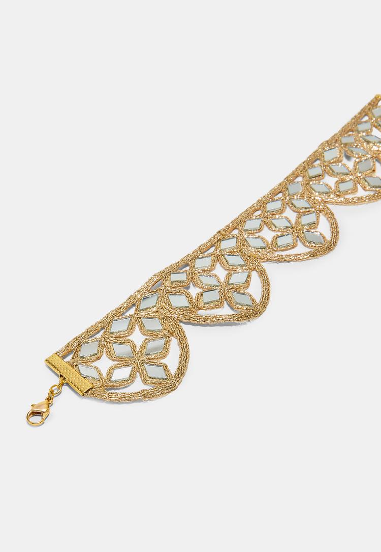 Stradivarius Τσόκερ Με Καθρέφτες Και Κυματισμούς Χρυσαφί Os φωτογραφία