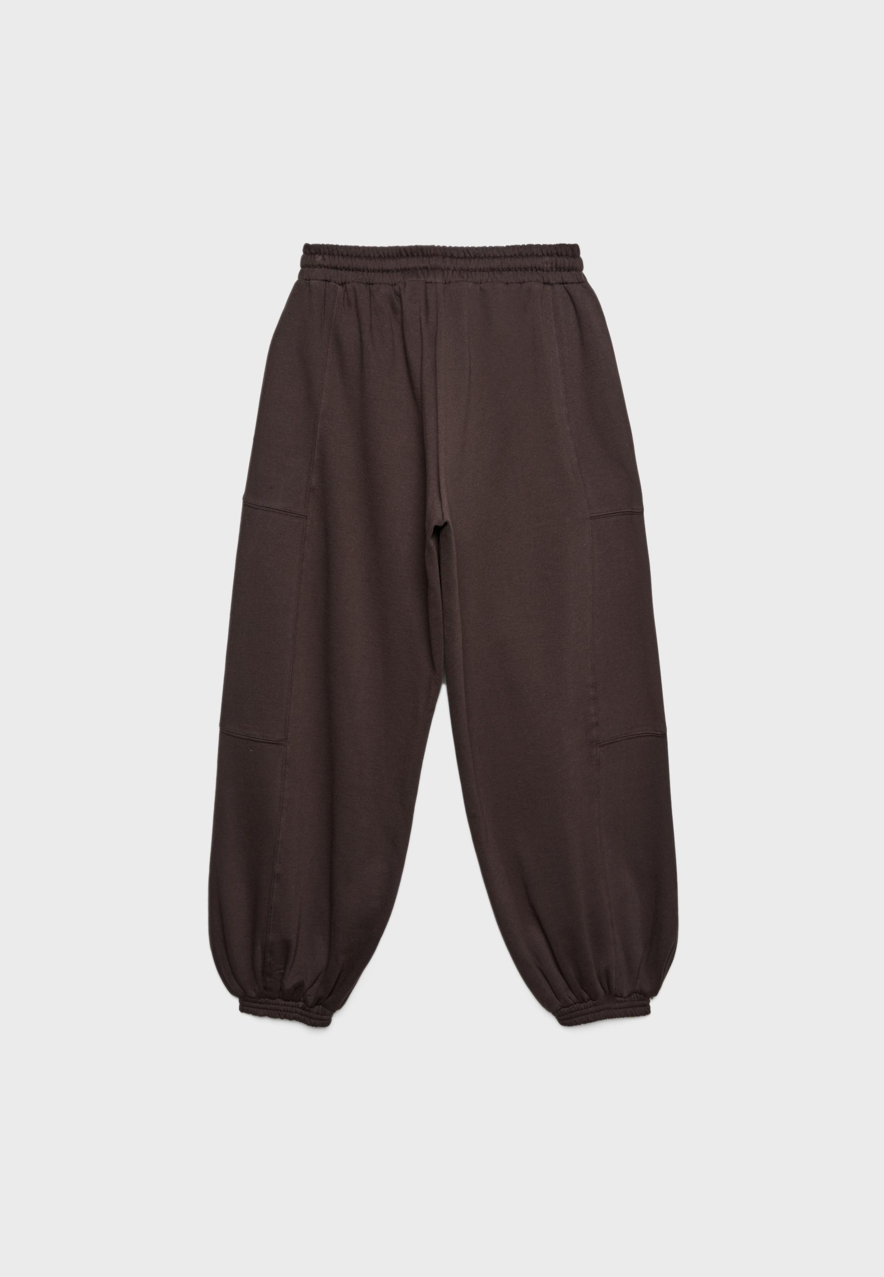 Plush balloon jogger trousers — Brown