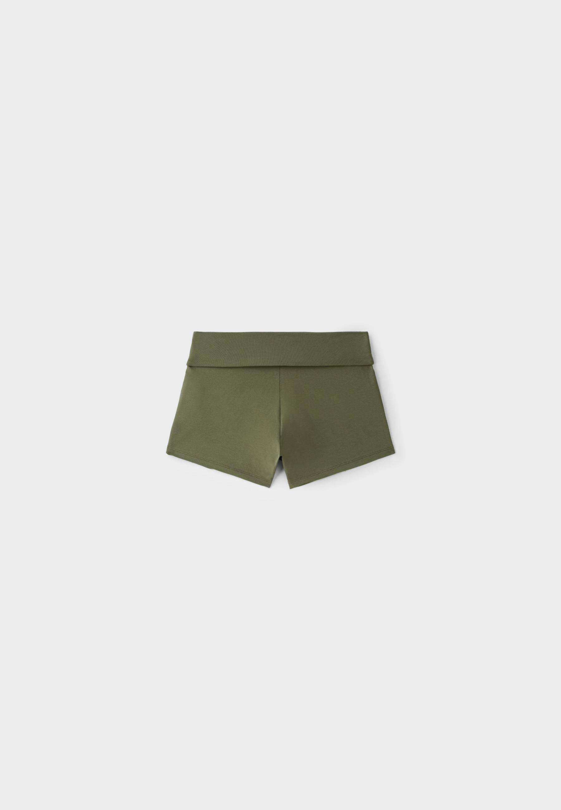 Fold-over mini shorts — Khaki