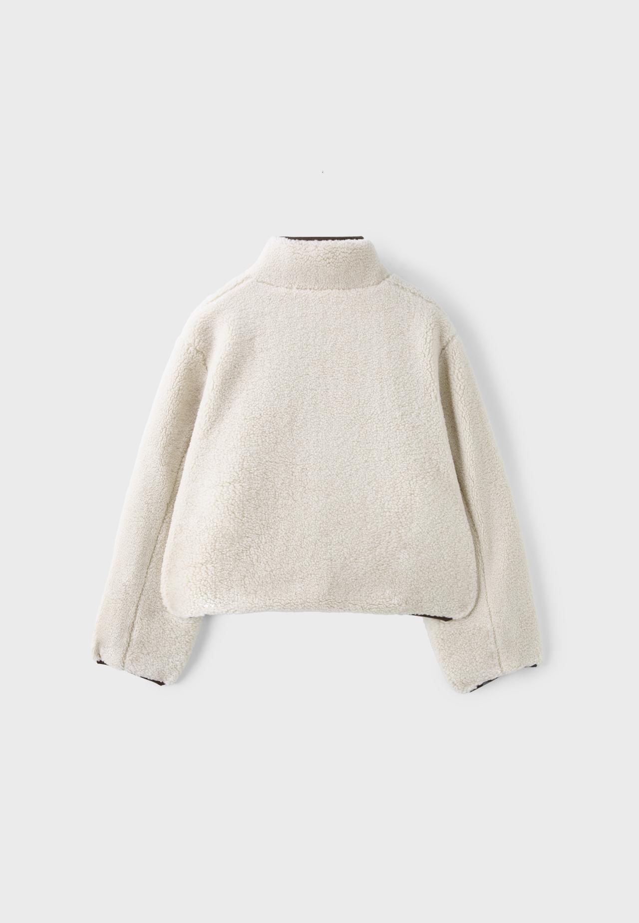 Contrast faux shearling jacket — Vanilla