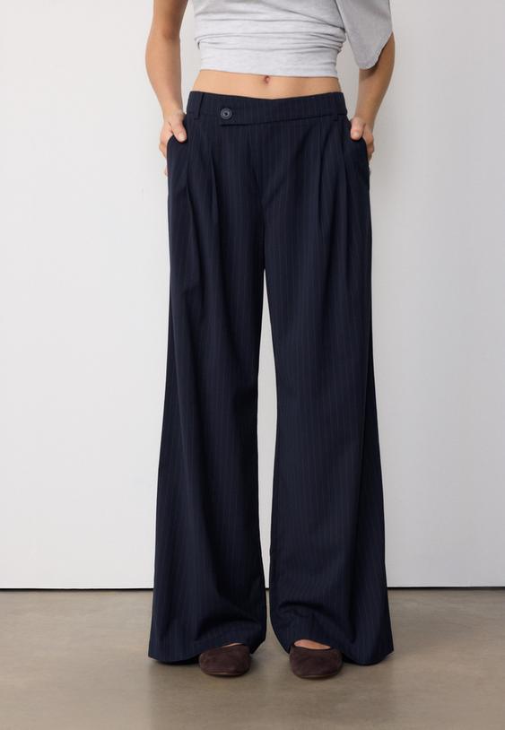 pantalon vestir casual cintura cruzada rayas