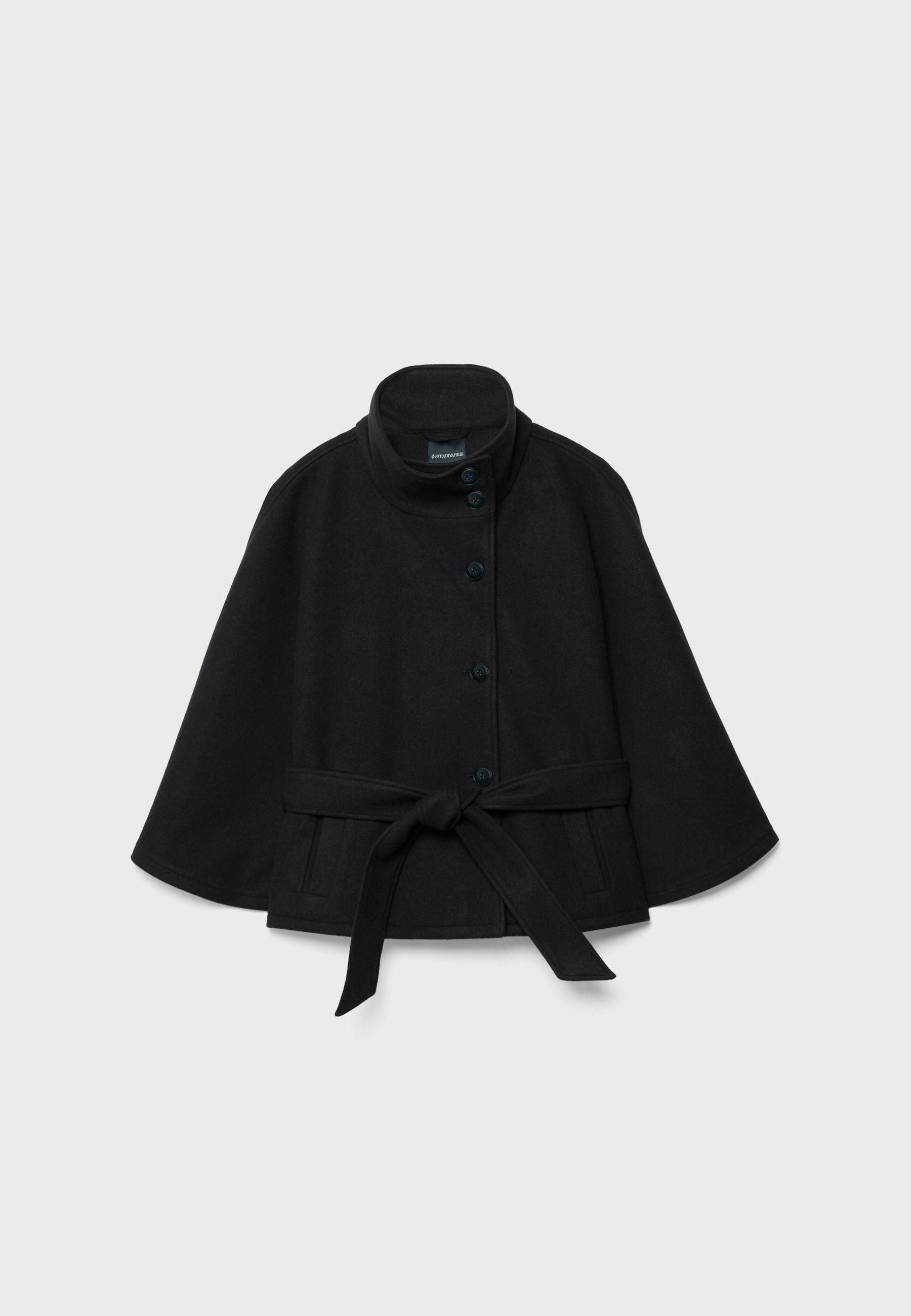 Soft-touch cape jacket — Black