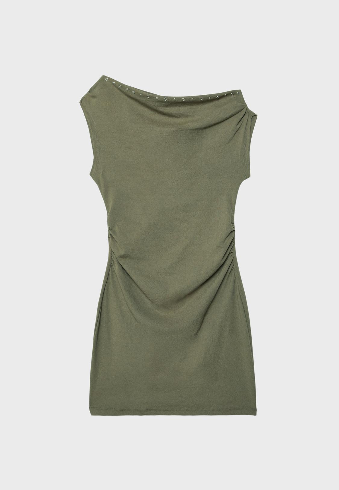 by anthropologie one-shoulder asymmetric floral maxi dress Breeze Khaki Asymmetric Midi Dress main image 0