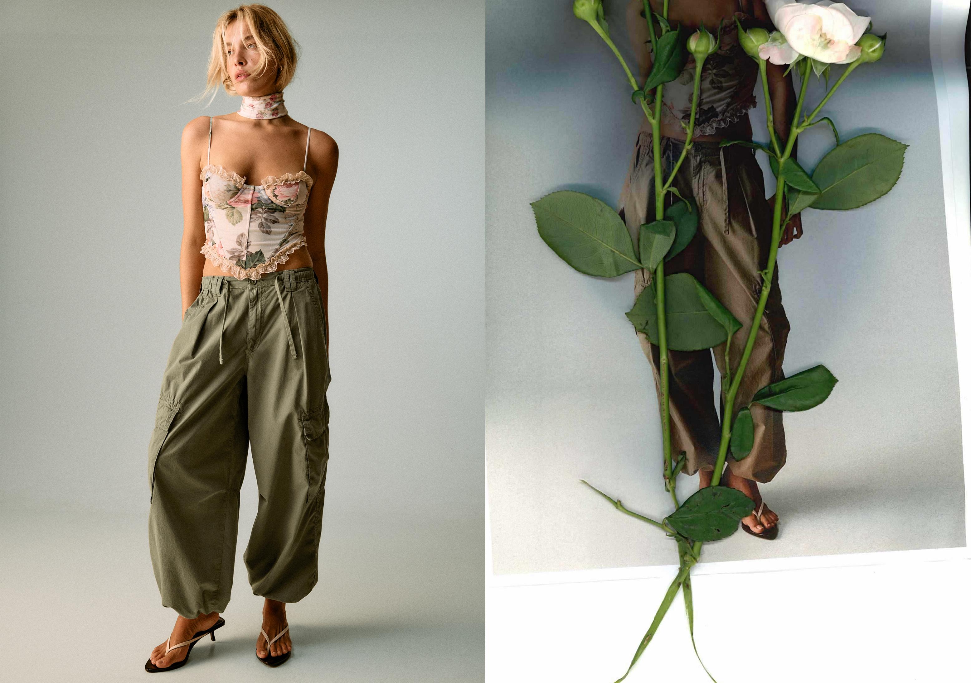 Poplin trousers with stoppers — Khaki