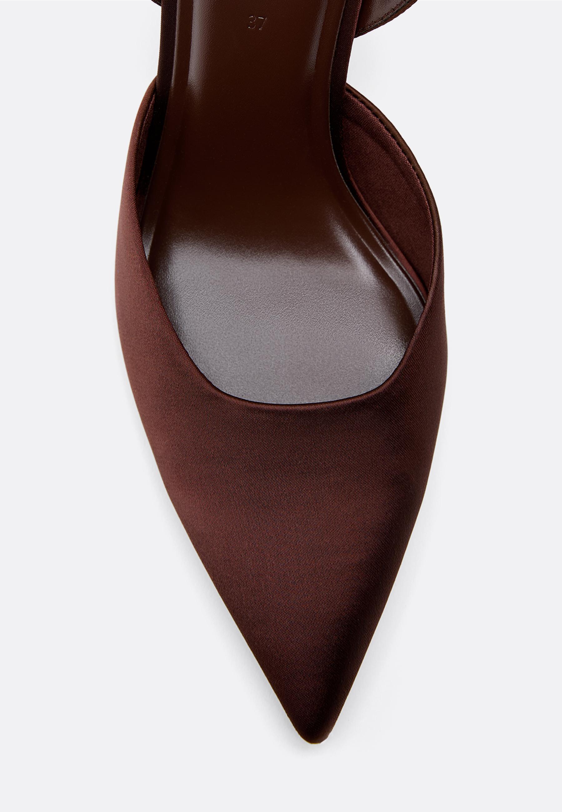 Satin effect stiletto heel shoes — BROWN