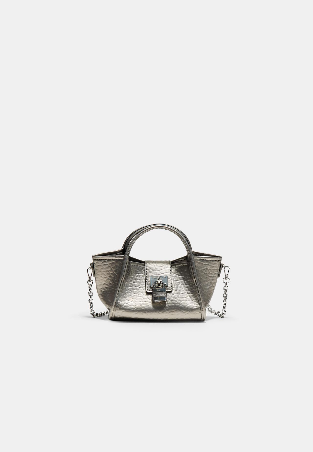 Mini padlock crossbody bag — Grey