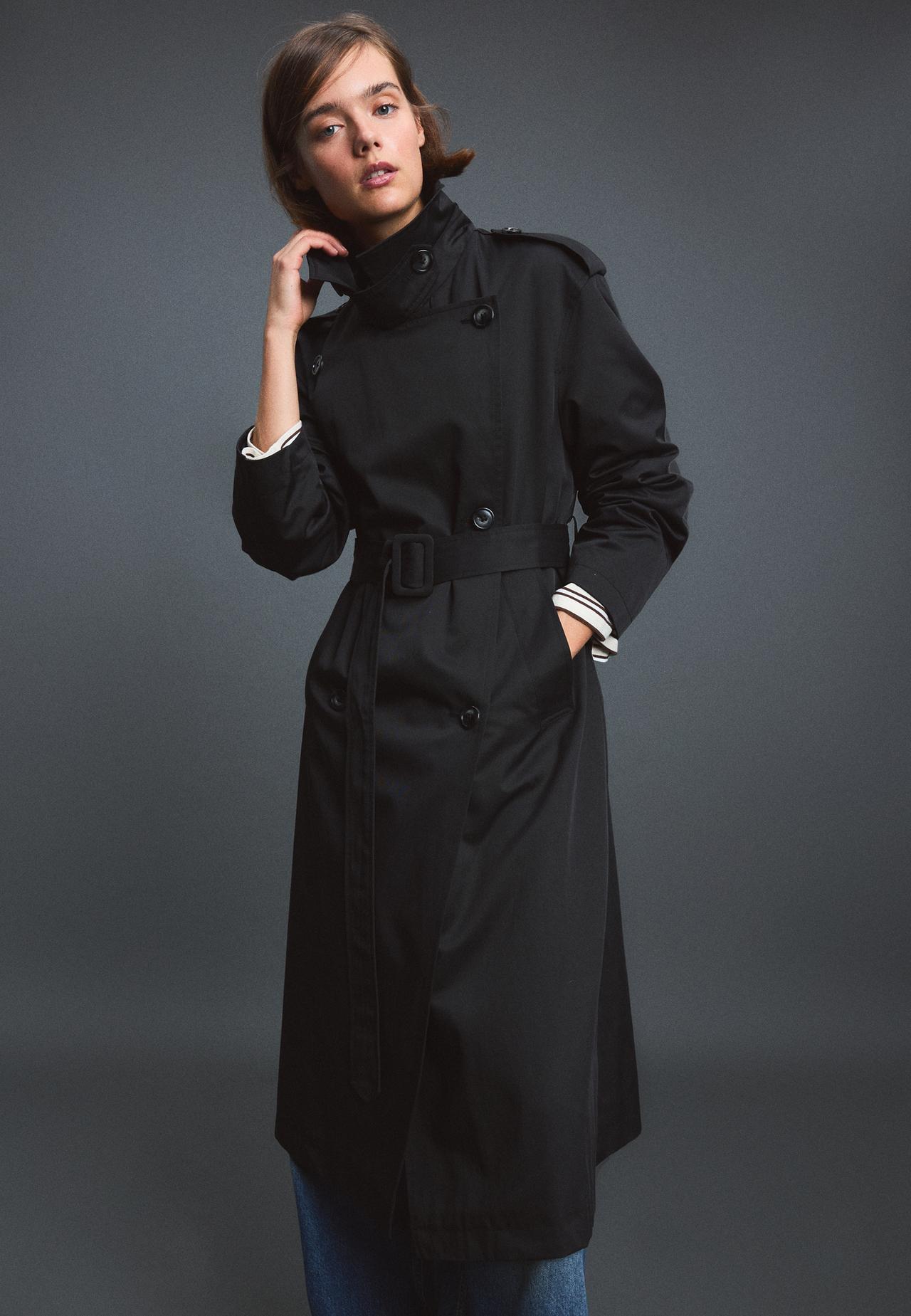 Long basic trench coat — Black