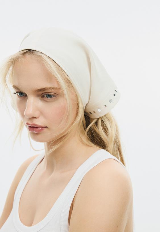 Stradivarius Pantalon Tencel Foulard Écru M