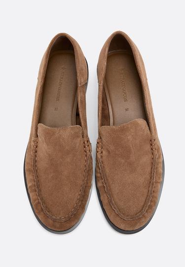 Ruched leather loafers — TAN  3