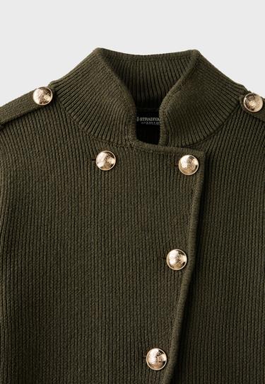 Button-up knit cardigan — Khaki 9