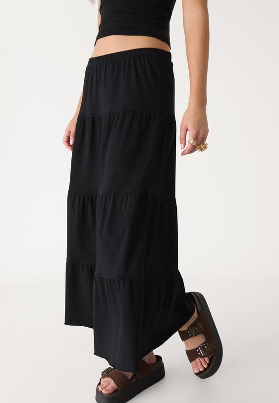 gonna lunga fluida in maglia