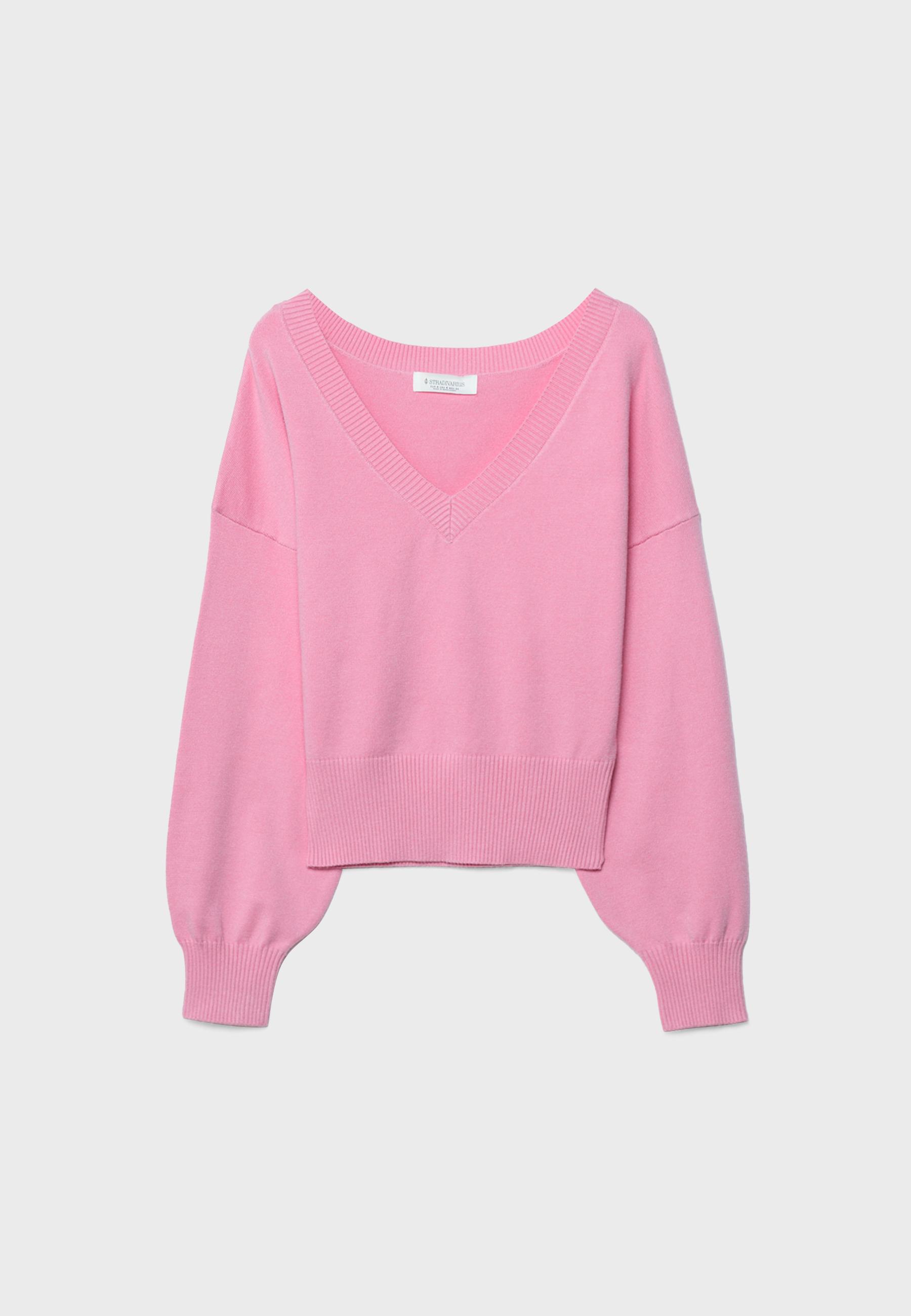 V-neck batwing sleeve jumper — Pink