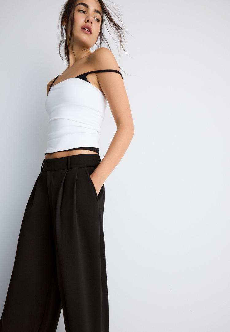 Stradivarius Puha Tapintású Elegáns Nadrág 0-001 44
