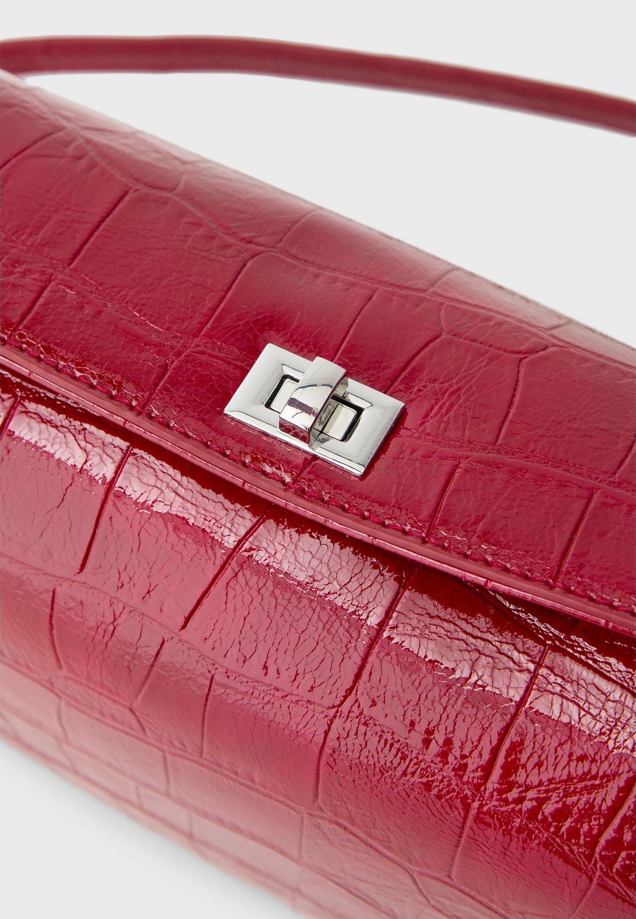 Mock croc shoulder bag — Red