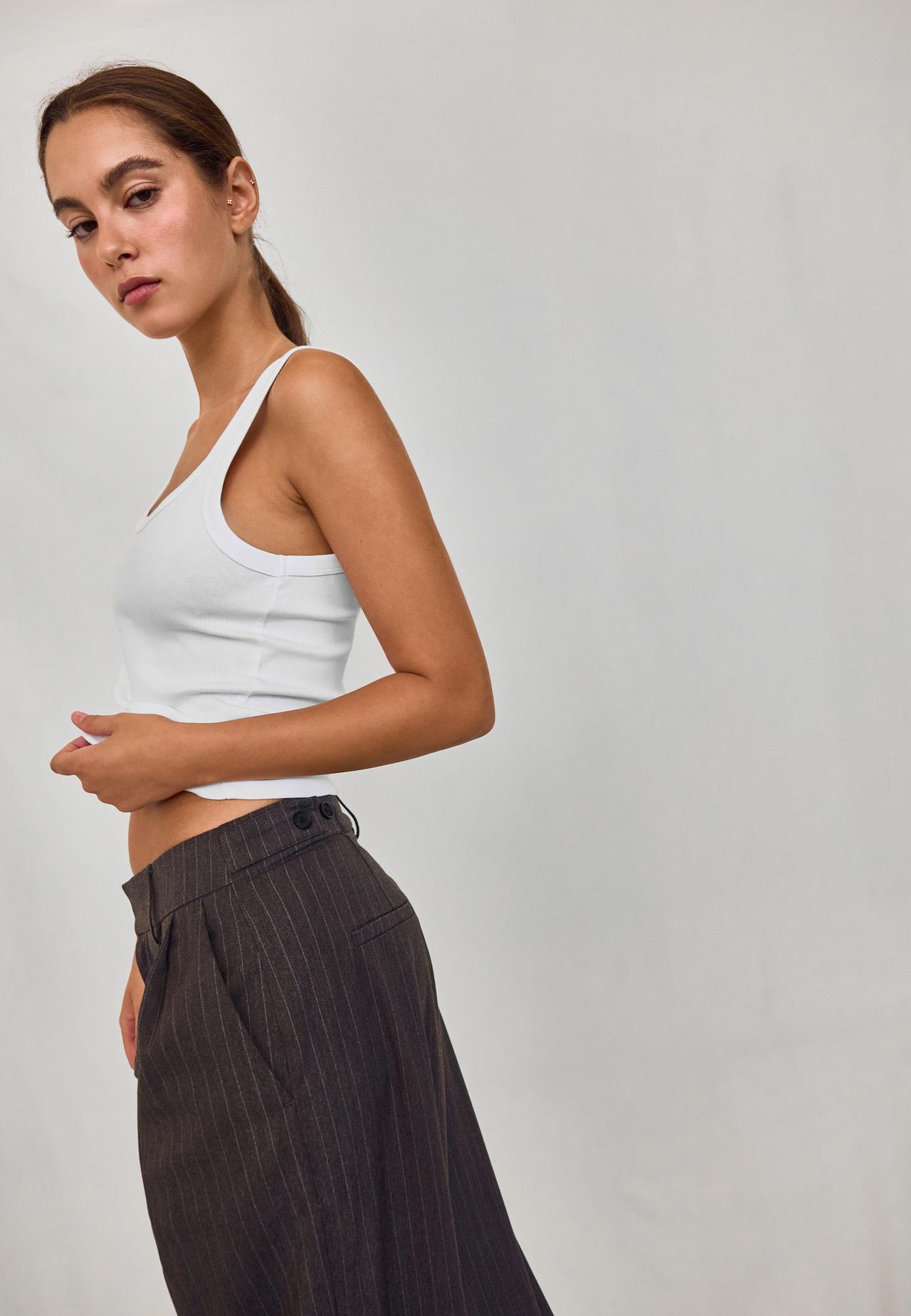 Cotton ribbed racerback T-shirt — White