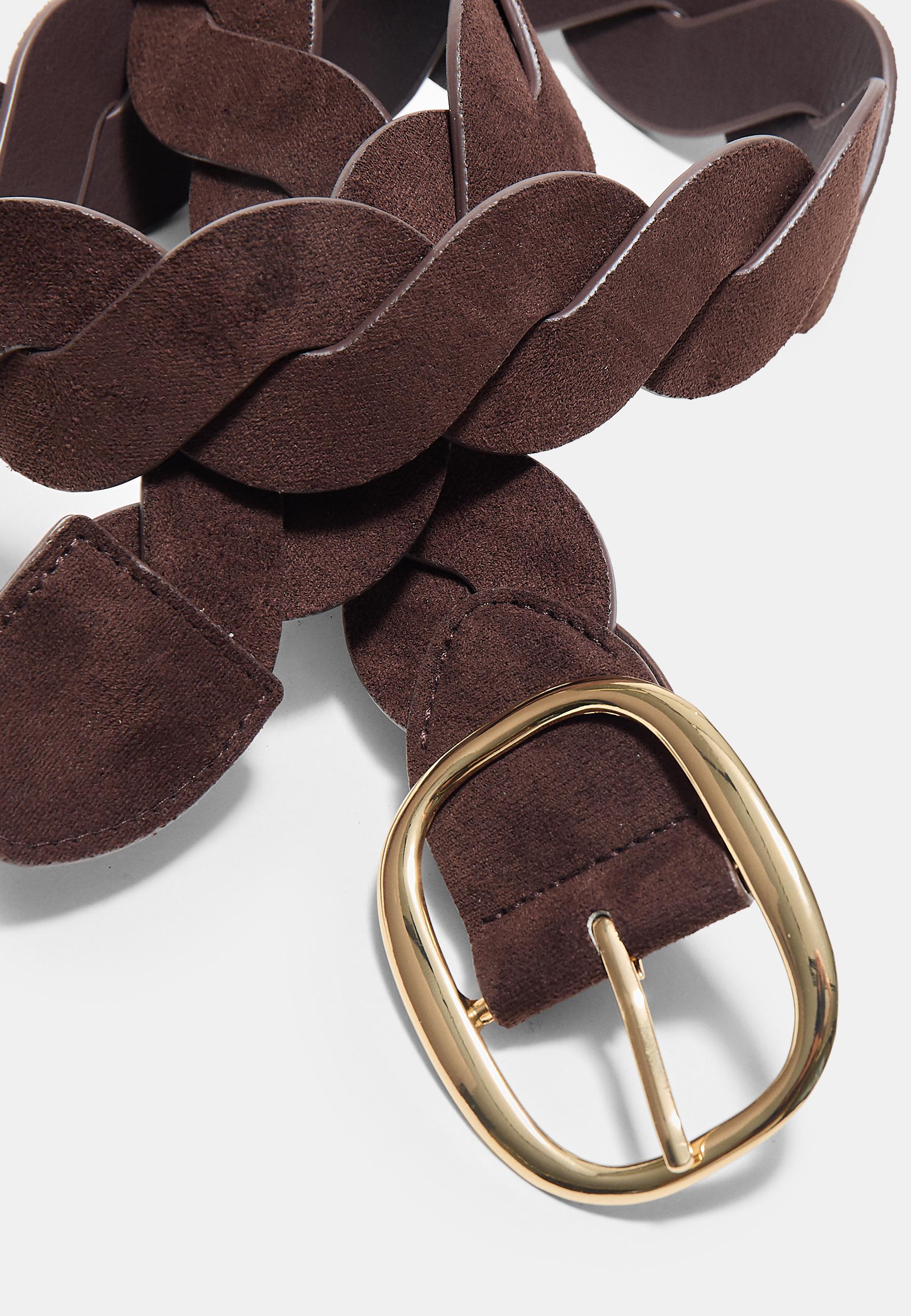 Large braided belt — Brown
