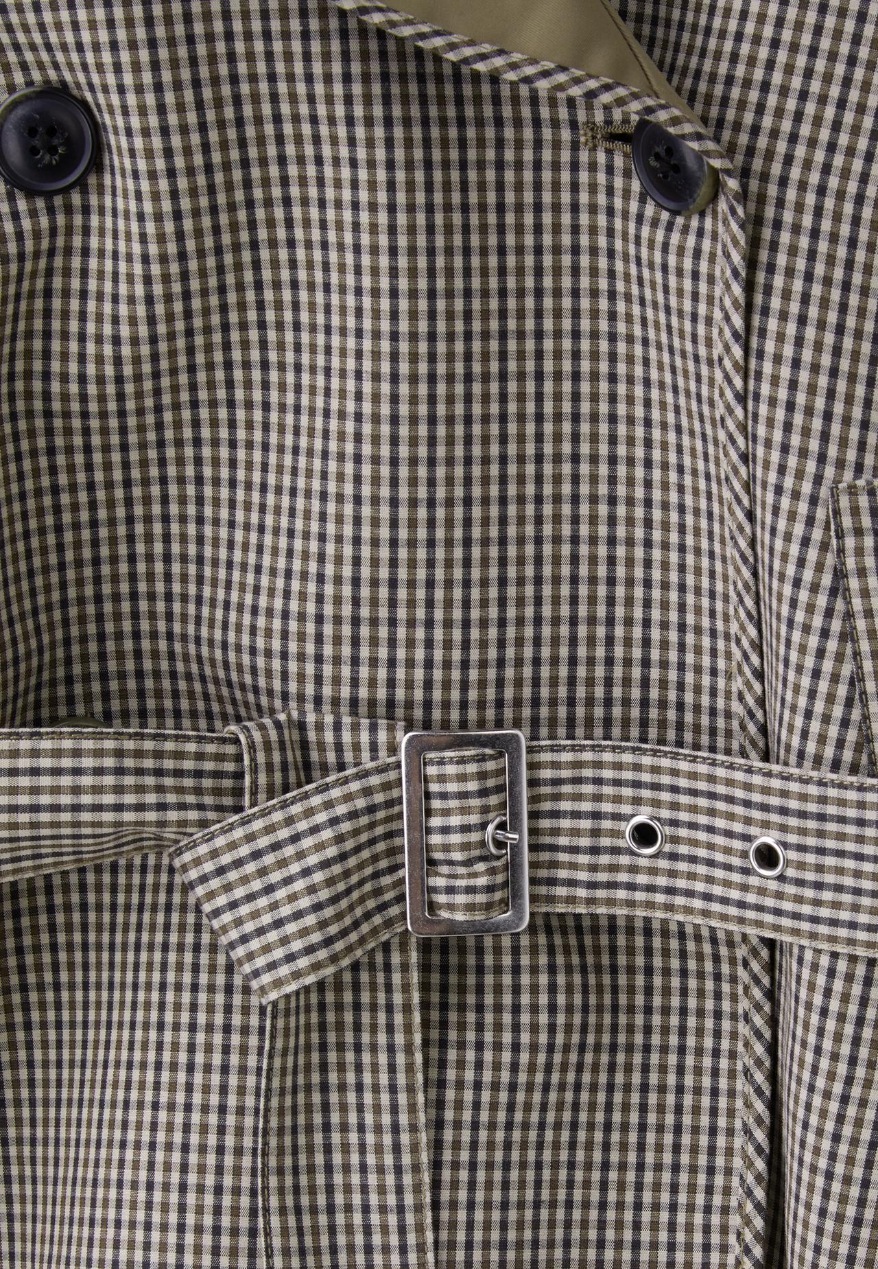 Short reversible check trench coat — Khaki