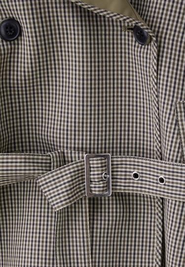 Short reversible check trench coat — Khaki 9