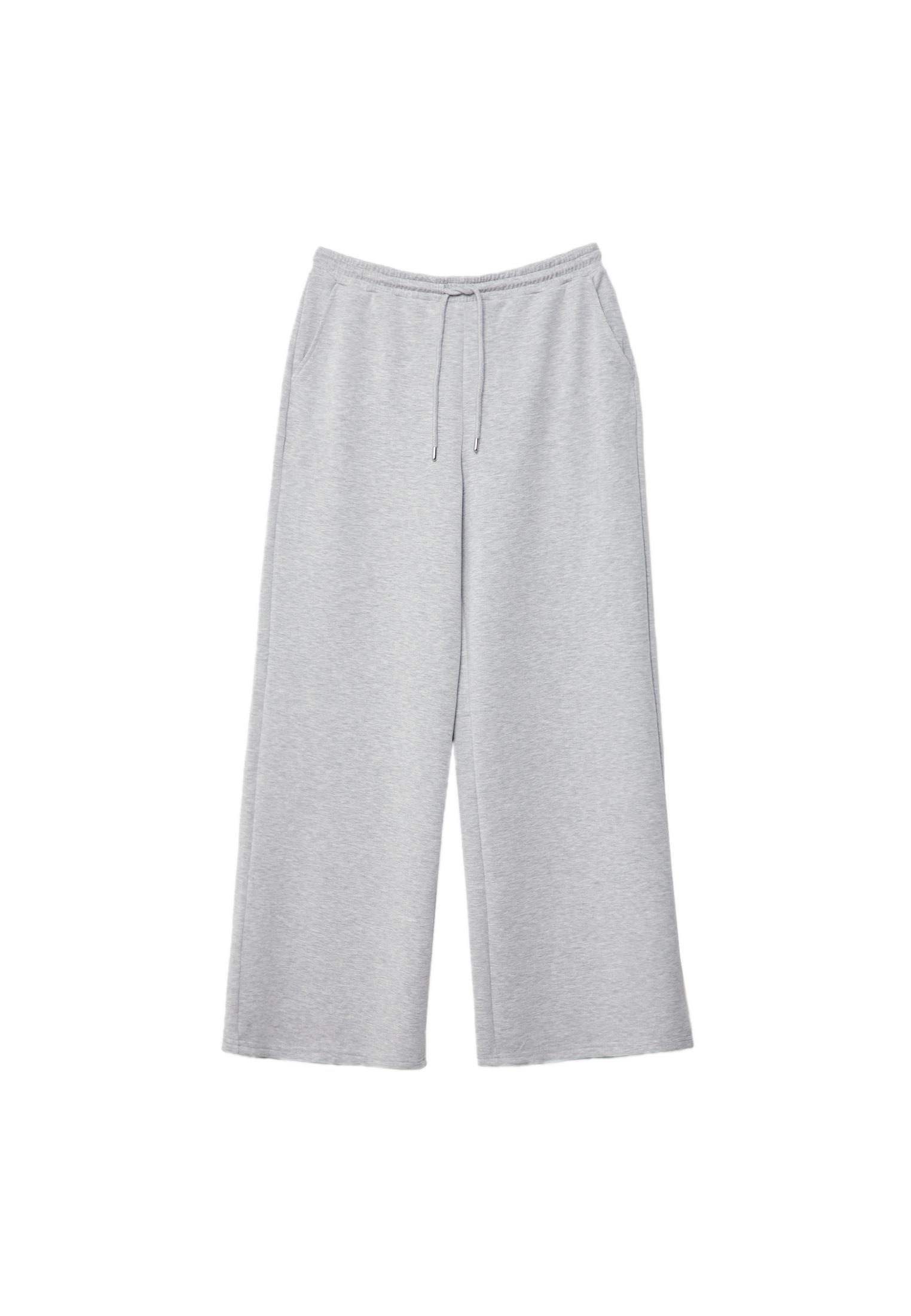 Soft-touch palazzo joggers — Grey melange