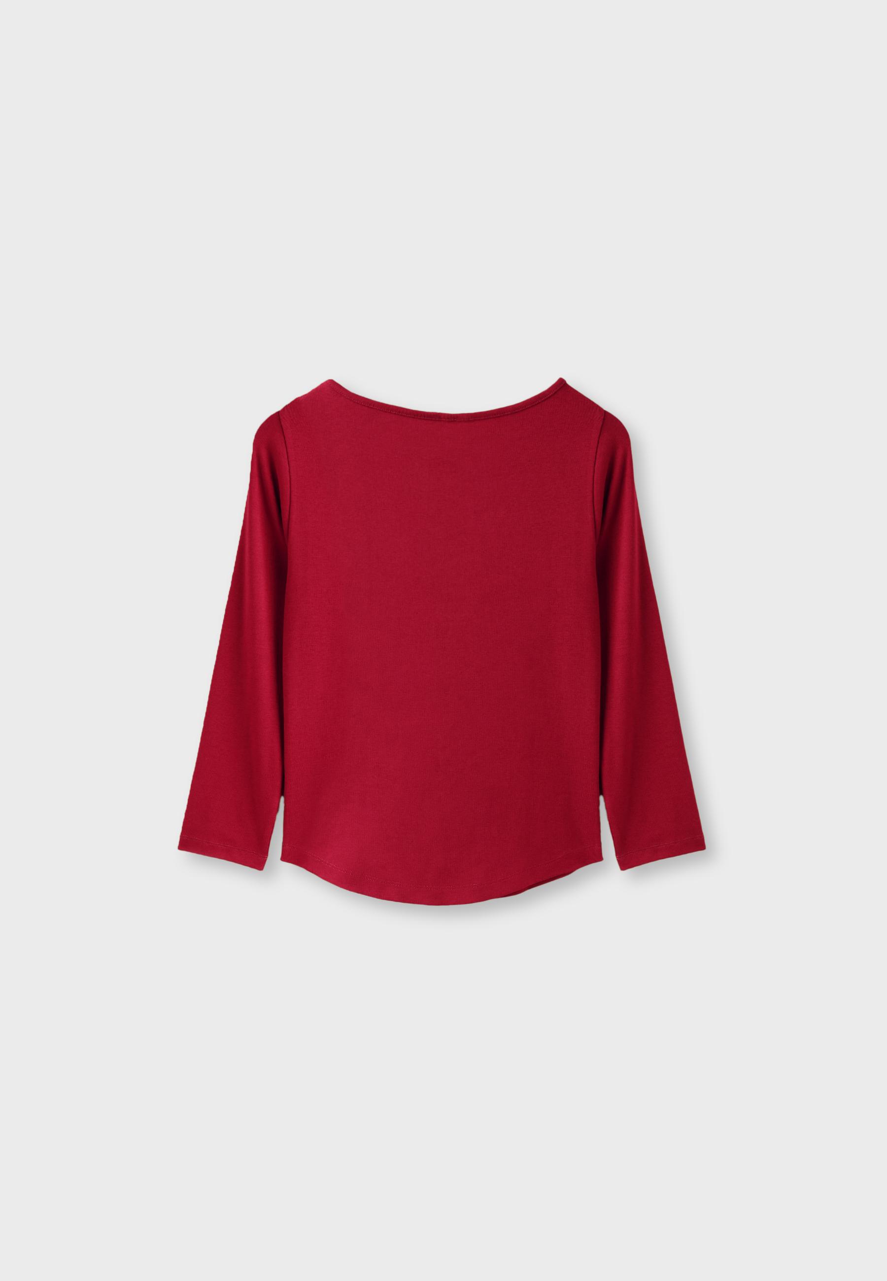 Boat neck basic T-shirt — Red