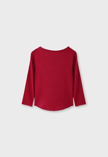 Boat neck basic T-shirt — Red 8
