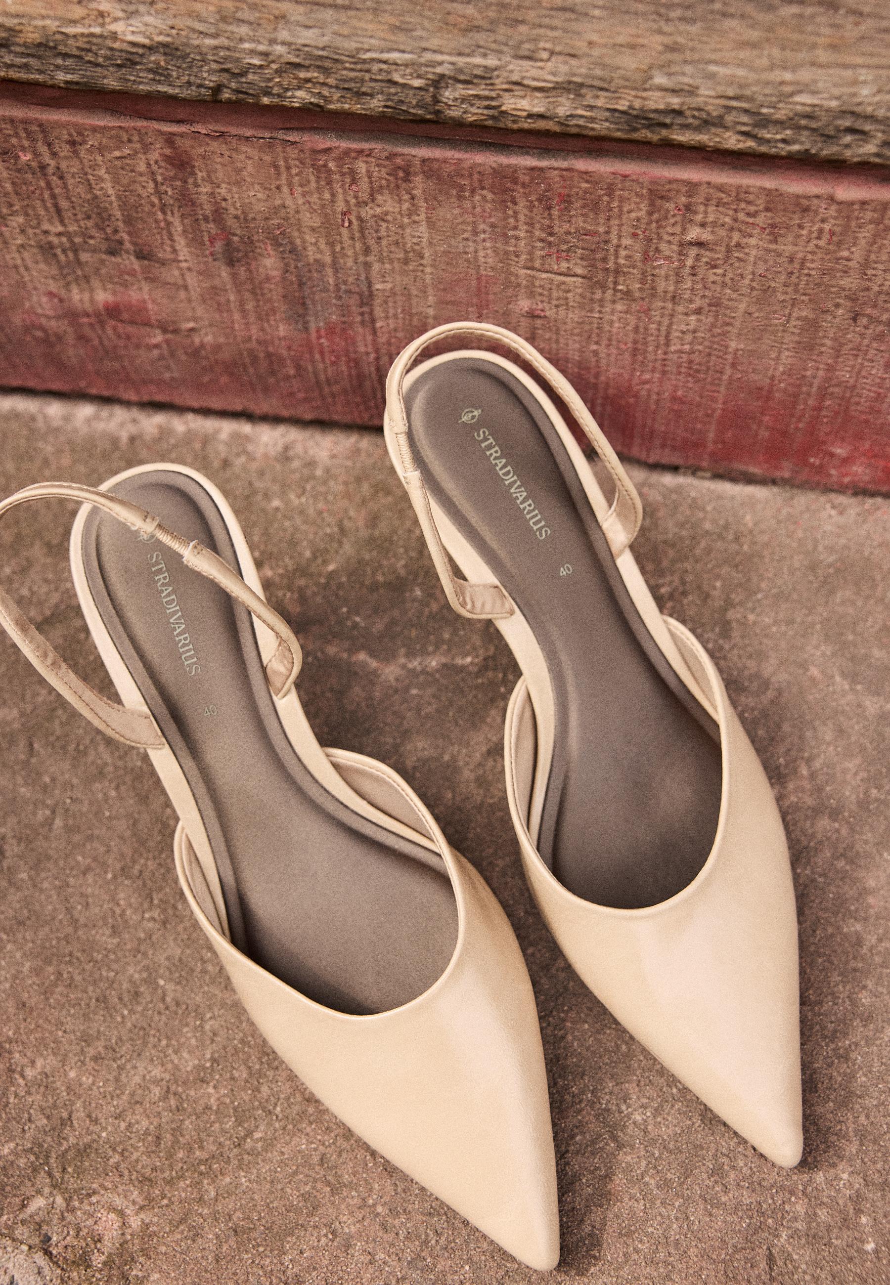 Slingback heeled shoes — ECRU