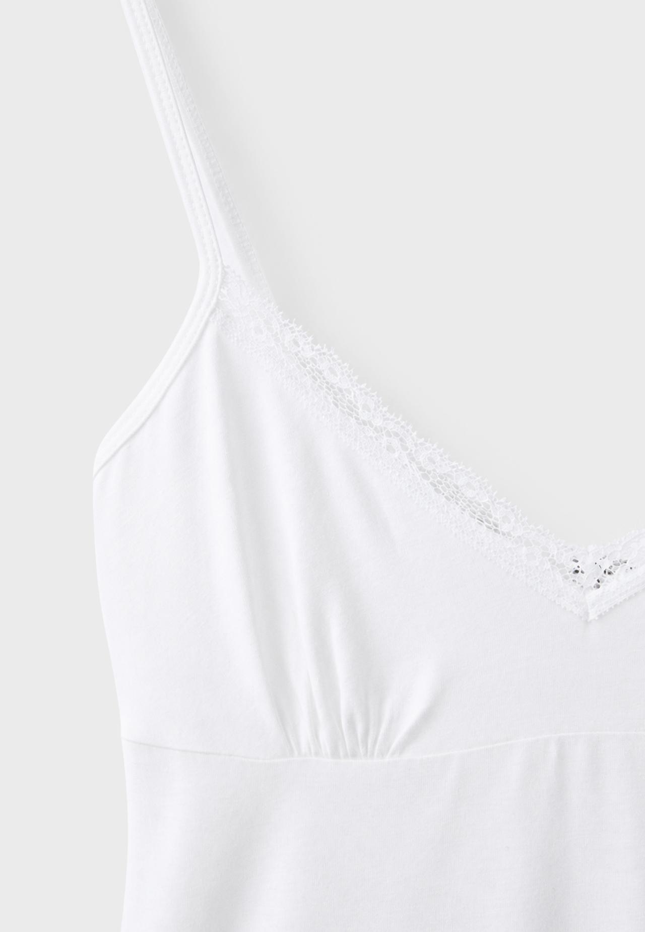 Lace trim strappy top — Ecru