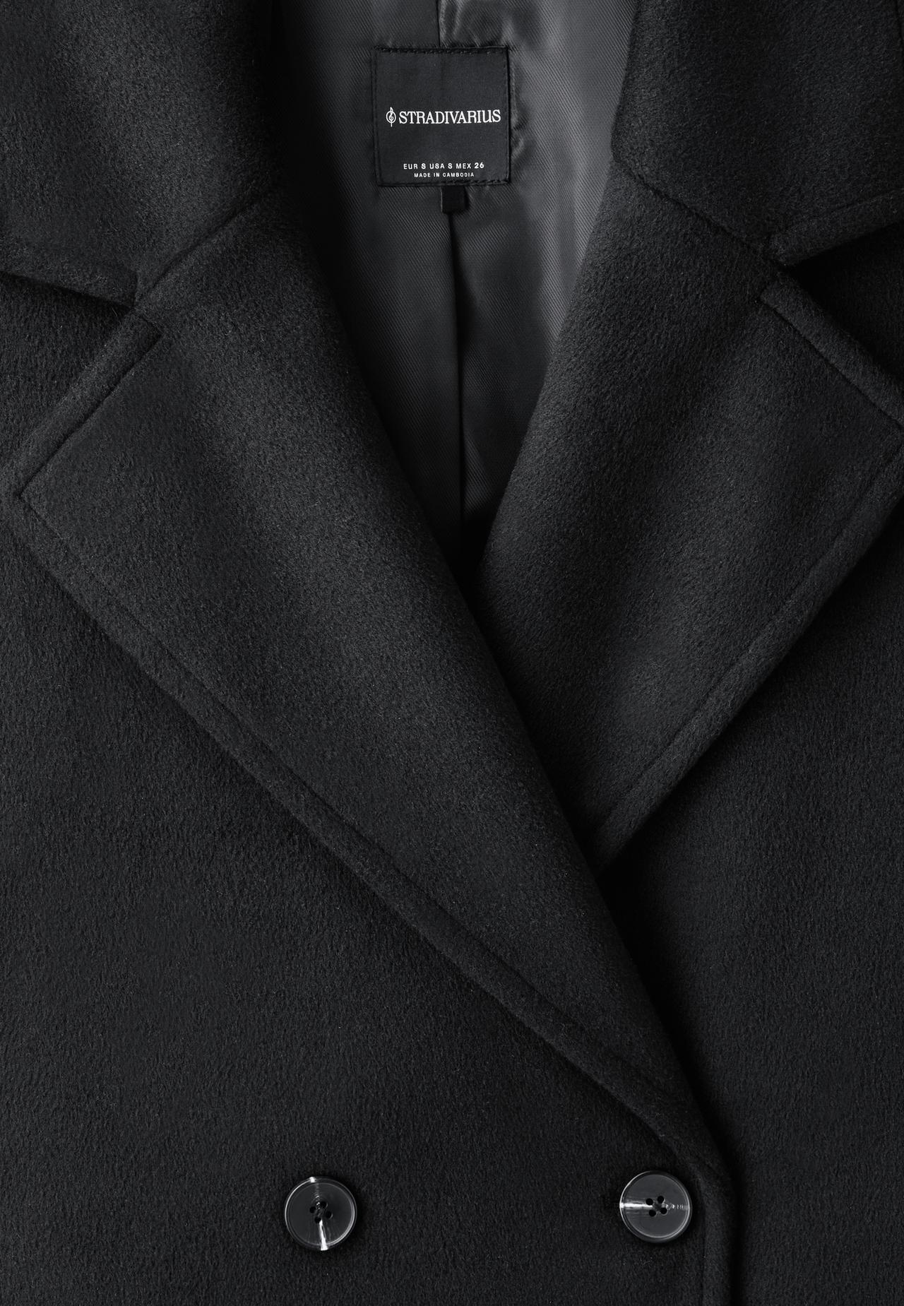 Long oversize soft-touch coat — Black
