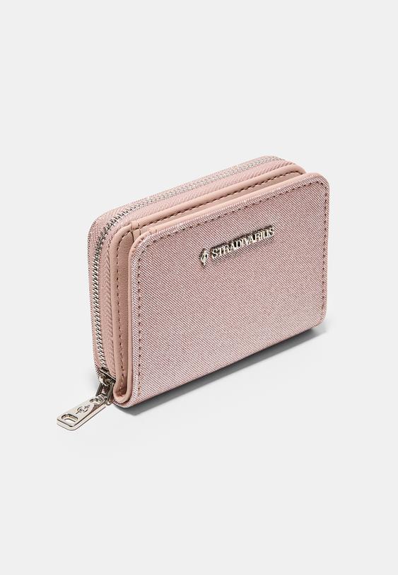 Stradivarius Shimmery Zip-Up Purse Pastel Pink Os